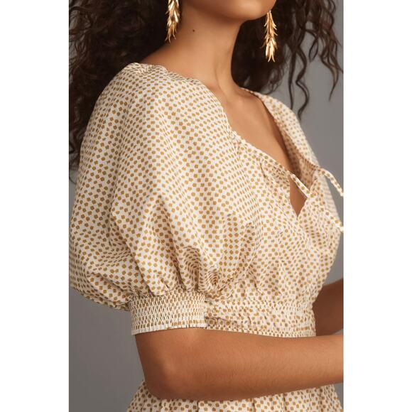 nwt by ANTHROPOLOGIE sz 2X The Somerset: Puff Sleeve Edition in Neutral motif - Picture 2 of 5